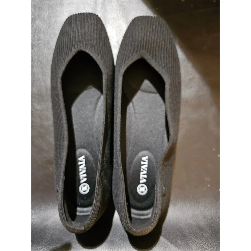 Vivaia Womens Black Square Toe‎ Margot Ballet Flats Shoes 39 8.5